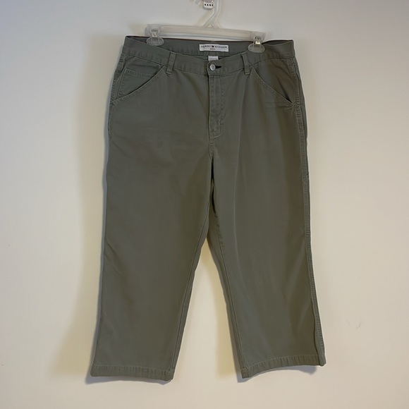 VTG Tommy Hilfiger Carpenter Pants 14 Green Crop ‘02 Y2K Olive Casual Loose Fit - Picture 2 of 16